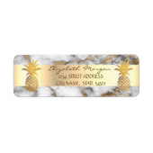 Gold Pineappel White Gold Marble Striped Etiket (Voorkant)