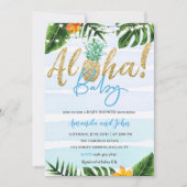Gold Pineapple Aloha Baby shower Invitation Kaart (Voorkant)