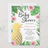 Gold Pineapple Baby shower Invitation, tropisch Kaart (Voorkant)