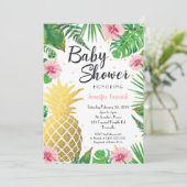 Gold Pineapple Baby shower Invitation, tropisch Kaart (Staand voorkant)