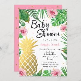 Gold Pineapple Baby shower Invitation, tropisch Kaart