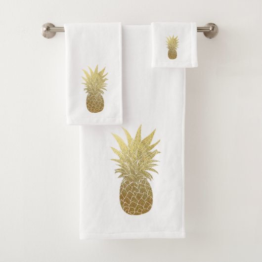 Gold Pineapple Bathroom Towel Set Bad Handdoek (Insitu)