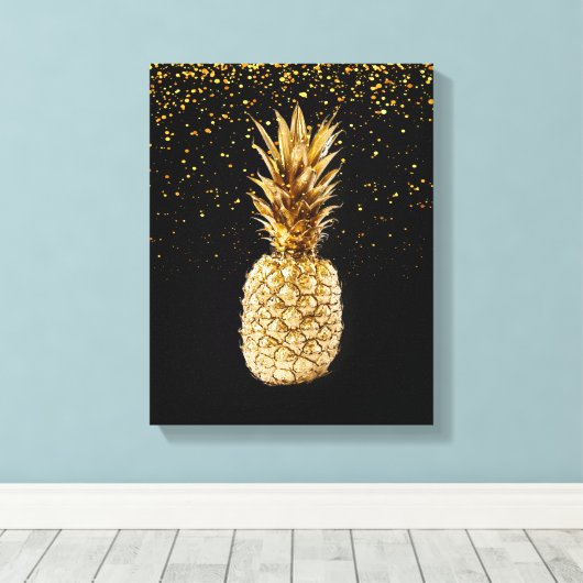 Gold Pineapple Canvas afdrukken (Insitu (Houten vloer))
