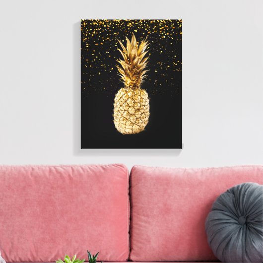 Gold Pineapple Canvas afdrukken (Insitu (Woonkamer))