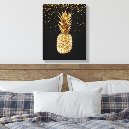 Gold Pineapple Canvas afdrukken (Insitu (Slaapkamer))