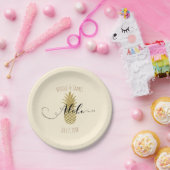 Gold Pineapple Cream Tropical Elegant Wedding Papieren Bordje (Feest)