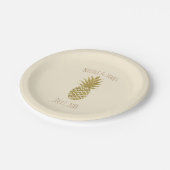 Gold Pineapple Cream Tropical Elegant Wedding Papieren Bordje (Gekanteld)