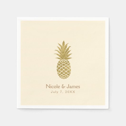 Gold Pineapple Cream Tropical Elegant Wedding Servet (Voorkant)