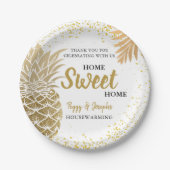Gold Pineapple Home Sweet Home Housewarming Papieren Bordje (Voorkant)
