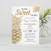 Gold Pineapple Home Sweet Home Housewarming Party Kaart (Staand voorkant)