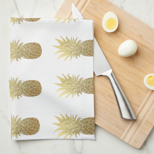 Gold Pineapple Kitchen Towel Theedoek (Quarter Fold)