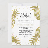 Gold Pineapple Luau Party-uitnodigingen Kaart (Voorkant)
