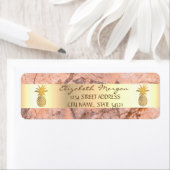 Gold Pineapple Marble Stone Striped Address Label (Insitu)