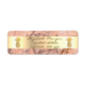 Gold Pineapple Marble Stone Striped Address Label (Voorkant)