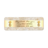 Gold Pineapple Marble Striped Address Label (Voorkant)