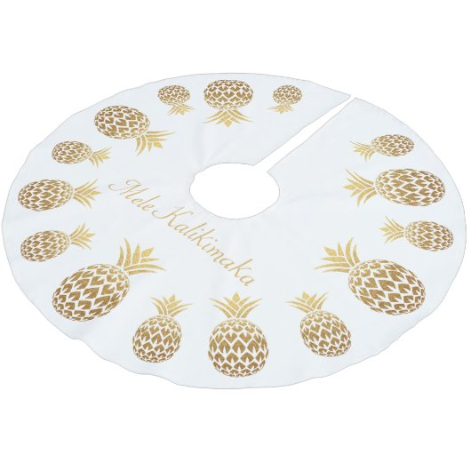 Gold Pineapple Mele Kalikimaka Hawaiian Kerstmis Kerstboom Rok (Gekanteld)