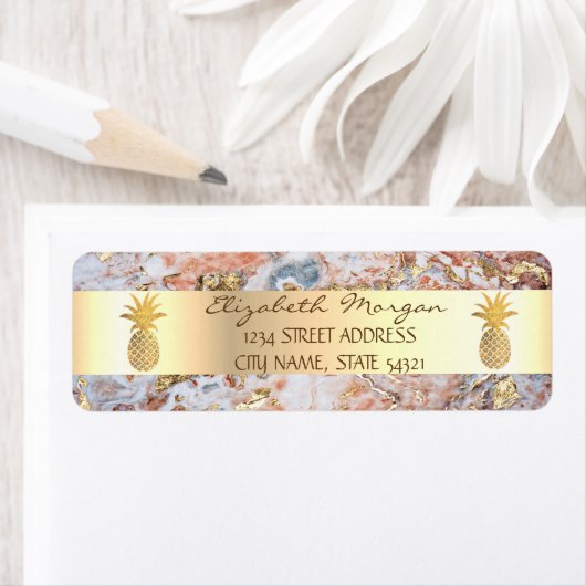 Gold Pineapple Ombre Marble Striped Etiket (Insitu)