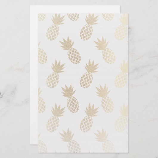 Gold Pineapple Pattern Briefpapier (Voorkant / Achterkant)
