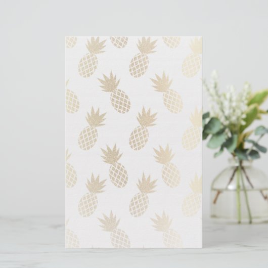Gold Pineapple Pattern Briefpapier (Staand voorkant)