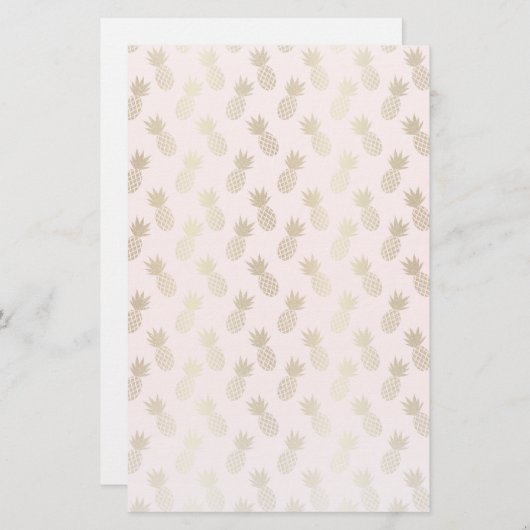 Gold Pineapple Pattern Briefpapier (Voorkant / Achterkant)