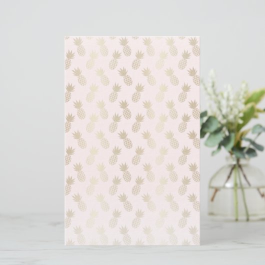Gold Pineapple Pattern Briefpapier (Staand voorkant)