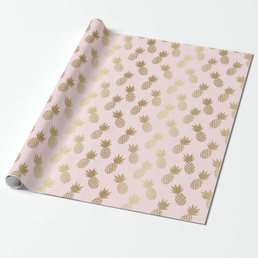 Gold Pineapple Pattern Cadeaupapier (Uitgerold)