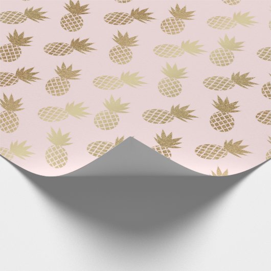 Gold Pineapple Pattern Cadeaupapier (Hoek)