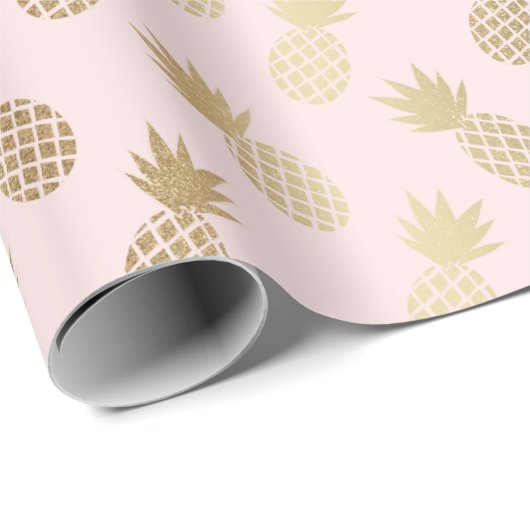 Gold Pineapple Pattern Cadeaupapier (Rol Hoek)