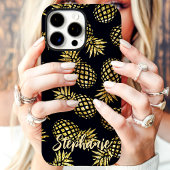 Gold Pineapple Pattern Custom Name Case-Mate iPhone Case