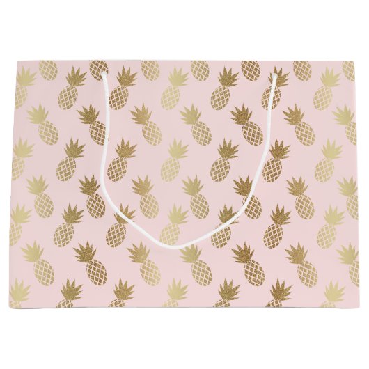 Gold Pineapple Pattern Groot Cadeauzakje (Voorkant)