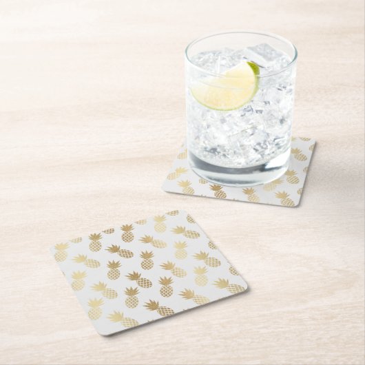 Gold Pineapple Pattern Kartonnen Onderzetters (Insitu)
