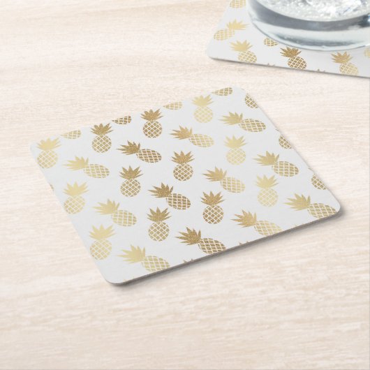 Gold Pineapple Pattern Kartonnen Onderzetters (Schuin)