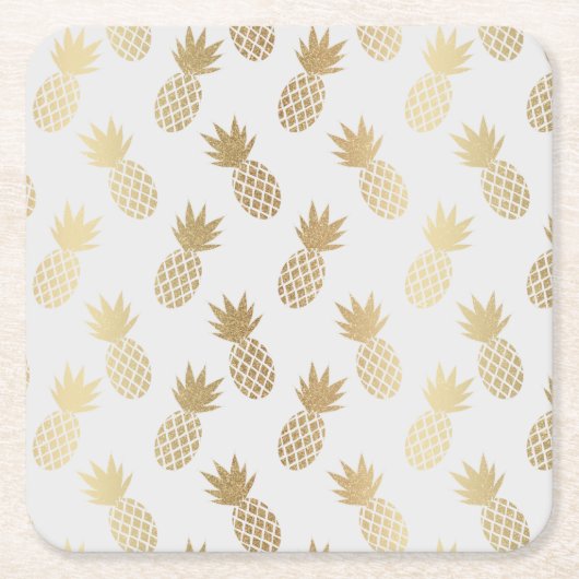 Gold Pineapple Pattern Kartonnen Onderzetters (Voorkant)