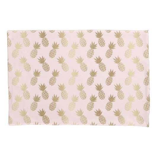 Gold Pineapple Pattern Kussensloop (Voorkant-Links)