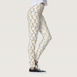 Gold Pineapple Pattern Leggings