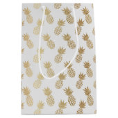 Gold Pineapple Pattern Medium Cadeauzakje (Voorkant)