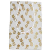Gold Pineapple Pattern Medium Cadeauzakje (Achterkant)