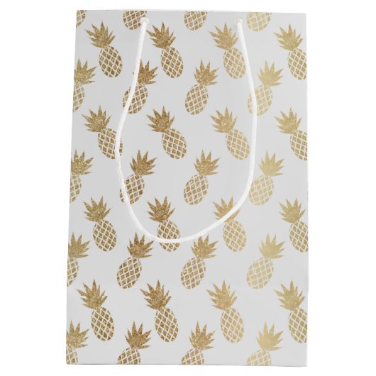 Gold Pineapple Pattern Medium Cadeauzakje (Achterkant)