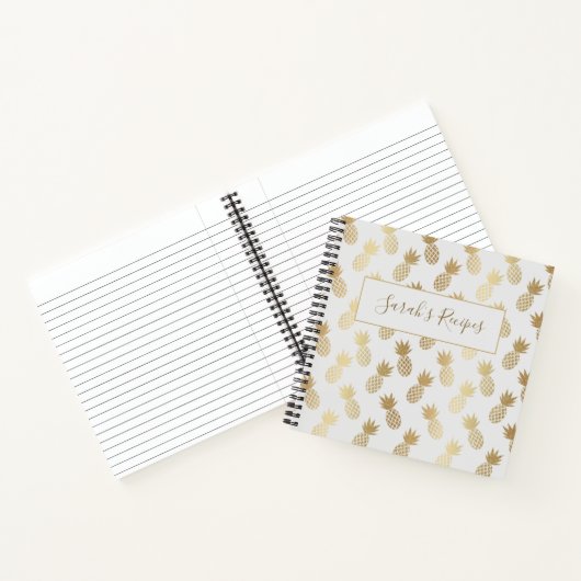 Gold Pineapple Pattern Notitieboek (Binnen)