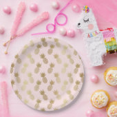 Gold Pineapple Pattern Papieren Bordje (Feest)