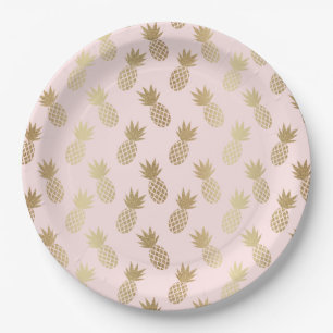 Gold Pineapple Pattern Papieren Bordje