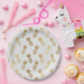 Gold Pineapple Pattern Papieren Bordje (Feest)