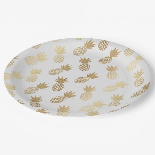 Gold Pineapple Pattern Papieren Bordje (Gekanteld)