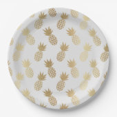 Gold Pineapple Pattern Papieren Bordje (Voorkant)