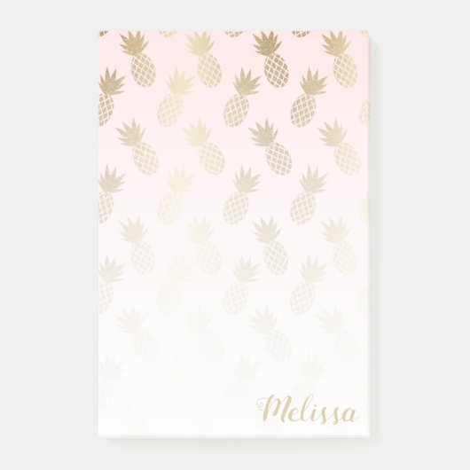 Gold Pineapple Pattern Post-it® Notes (Voorkant)