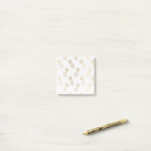 Gold Pineapple Pattern Post-it® Notes (Op bureau)