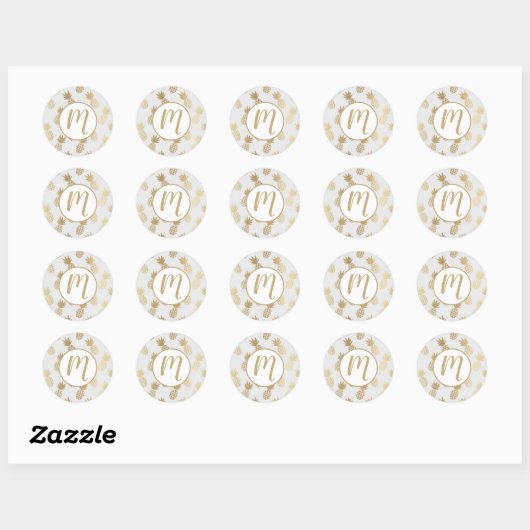 Gold Pineapple Pattern Ronde Sticker (Vel)
