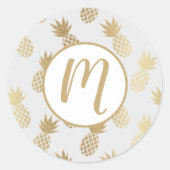 Gold Pineapple Pattern Ronde Sticker (Voorkant)