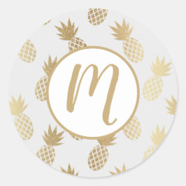 Gold Pineapple Pattern Ronde Sticker