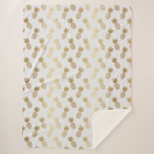 Gold Pineapple Pattern Sherpa Deken (Voorkant)